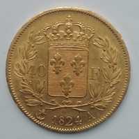 Moeda ouro 40 Francos 1824 Soberba