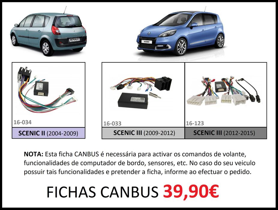 (NOVO) Rádio 1DIN • Renault SCENIC II / III (2004 a 2015) Android 2/3