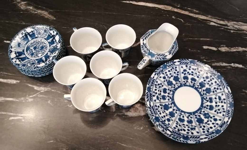 Piękny komplet deserowy z porcelany 19el. NOWY MIKOŁAJ