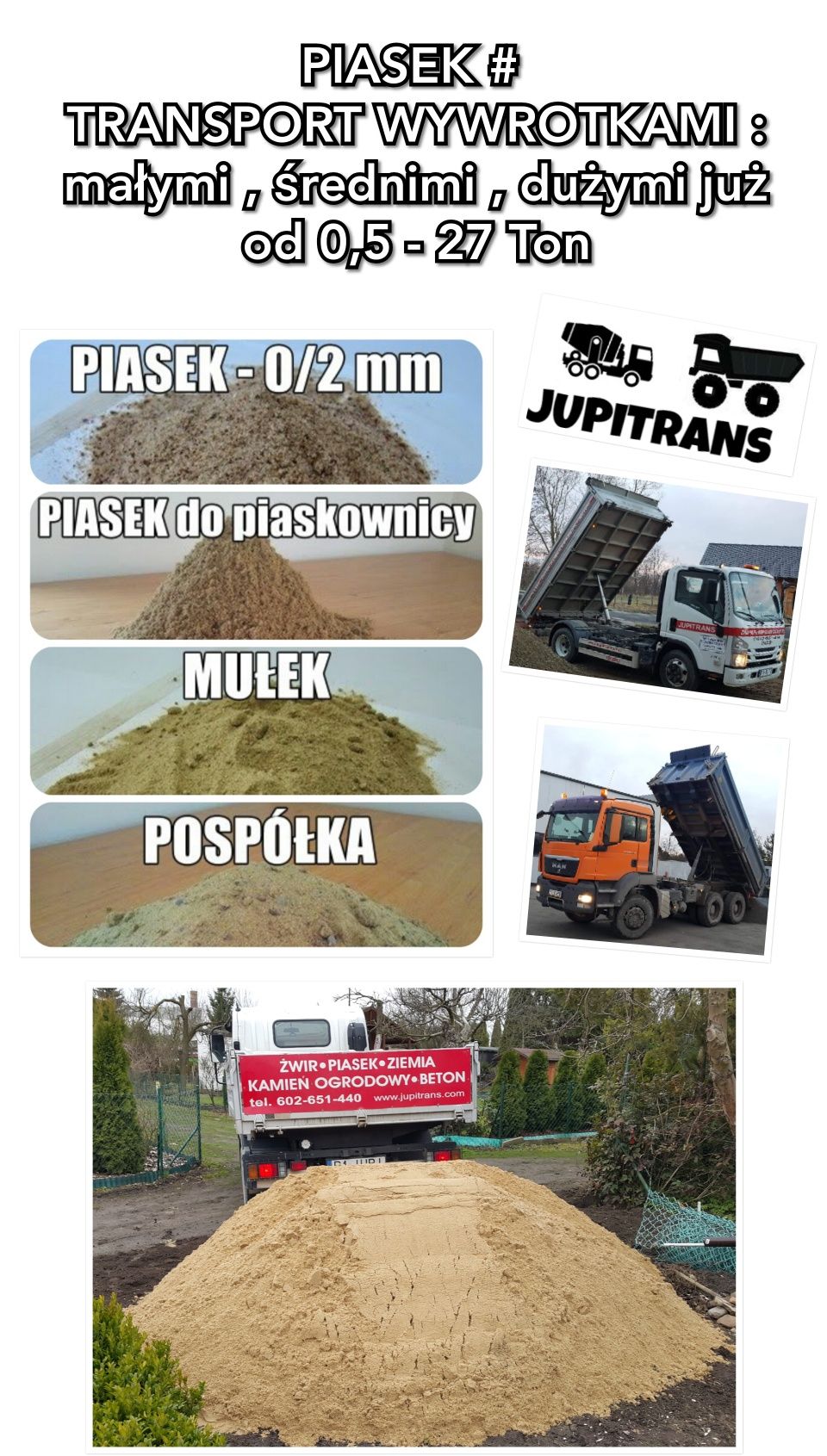 Transport Piasku, Żwiru, Betonu, Kruszyw-WYWROTKI 1-27ton POZNAŃ P