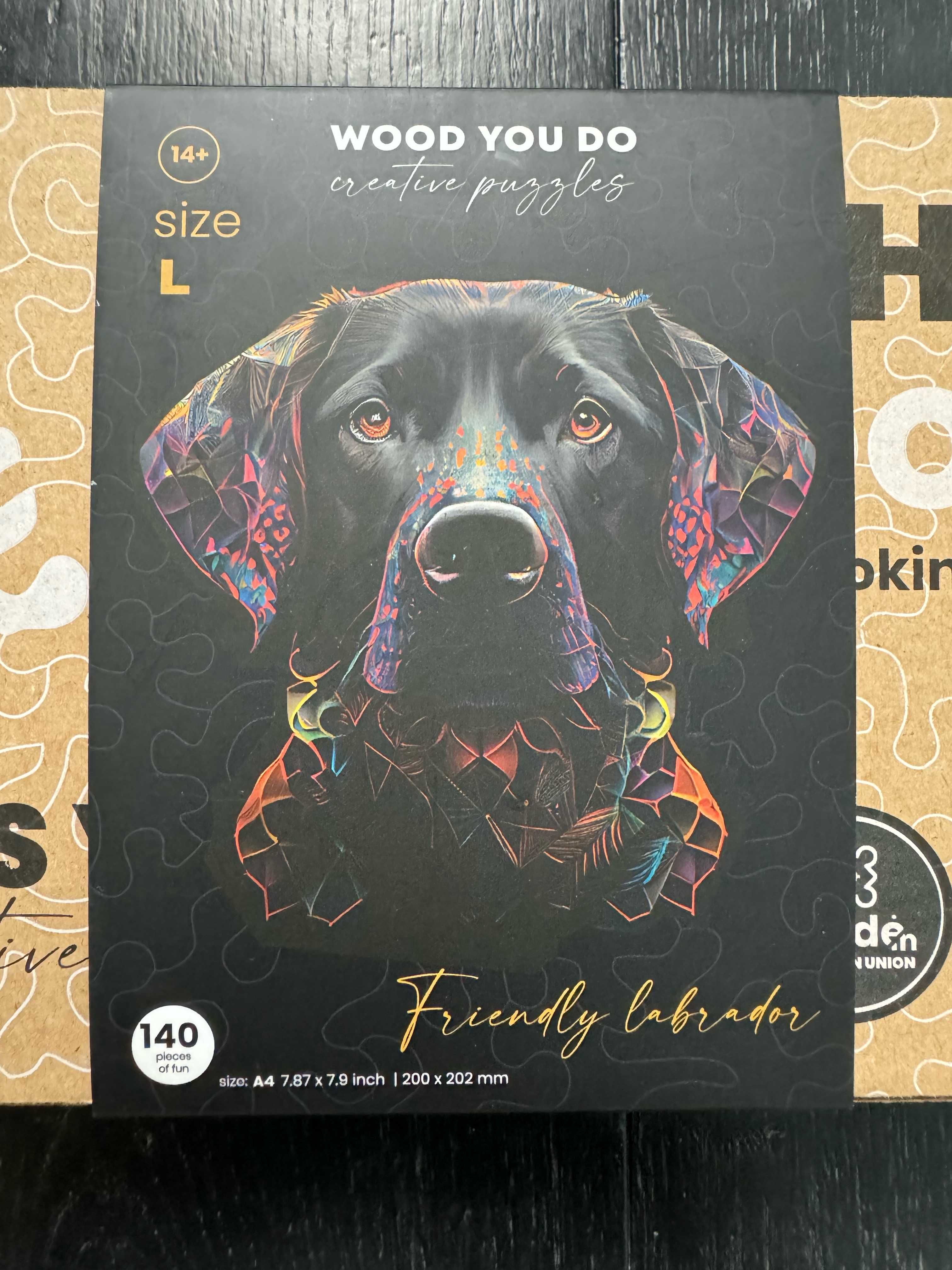 Puzzle drewniane marki WOOD YOU DO
pies Labrador