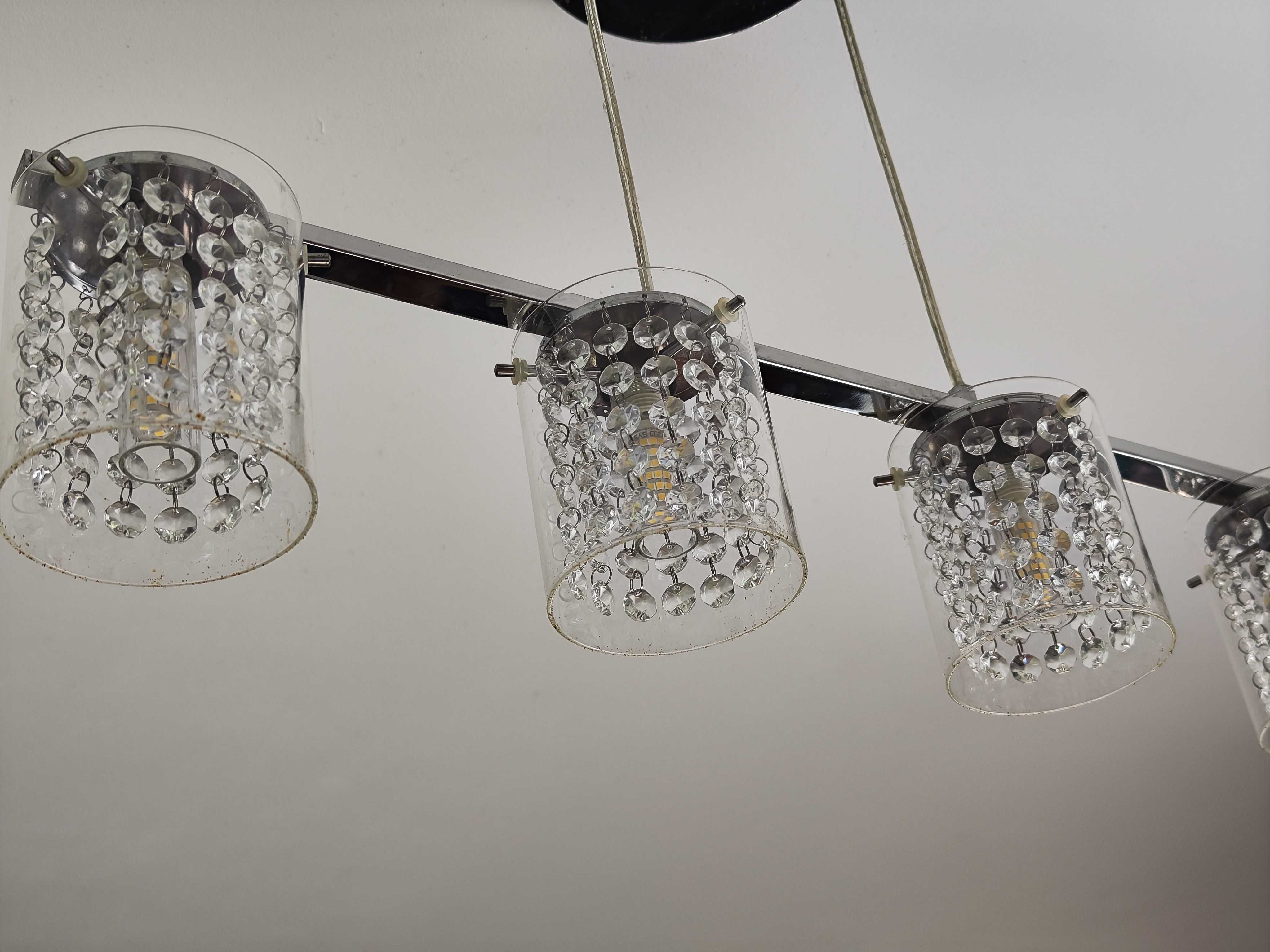 Lampa Wisząca Szklana Żyrandol z Kryształkami G9