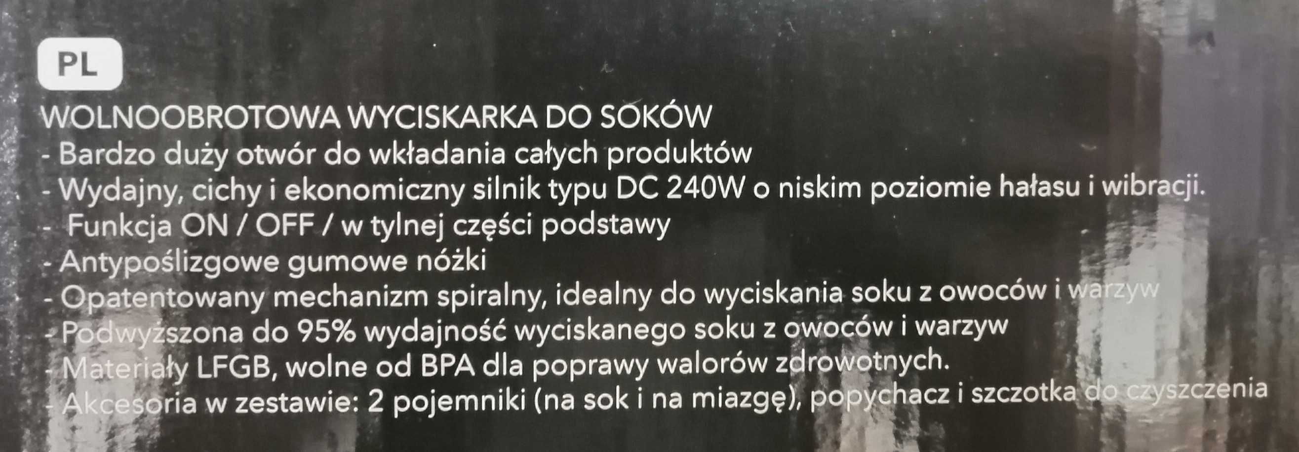 Wolnoobrotowa wyciskarka-sokowirówka do soków Laurenti Luxury