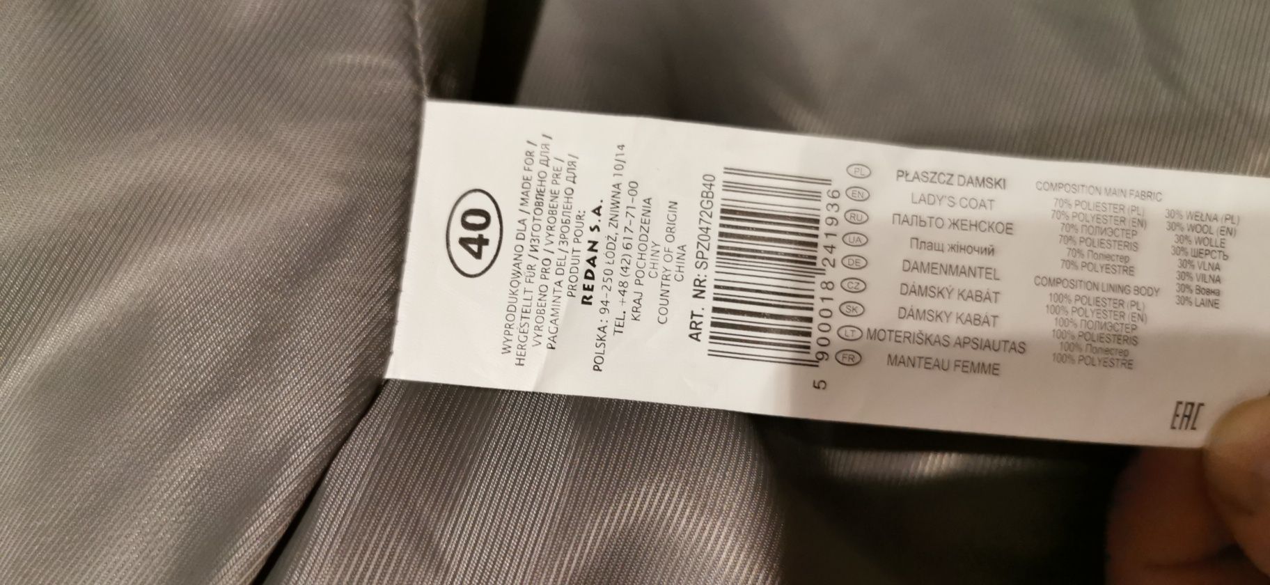 Płaszcz oversize 40 Top Secret  z wełną