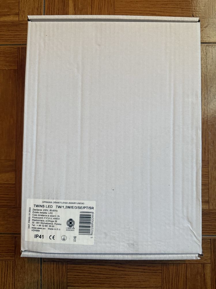 Oprawa sieciowo-awaryjna LED TWINS 1.2W 6000K 3h srebrna IP41 AWEX