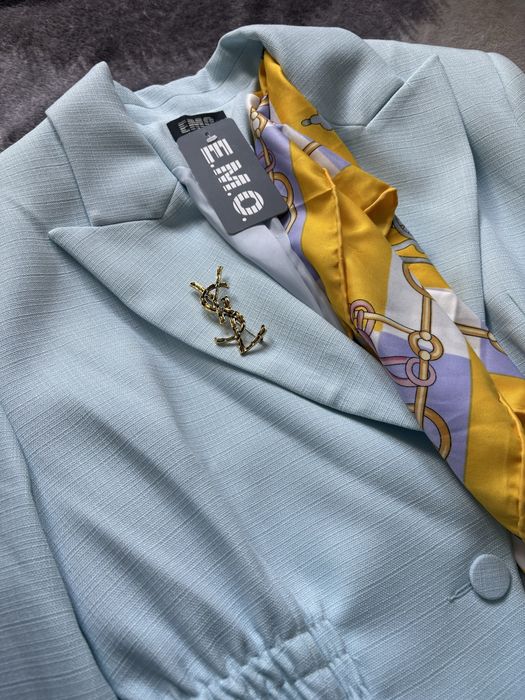 Marynarka z marszczeniem w talii błękitna baby blue EMO roz. 38
