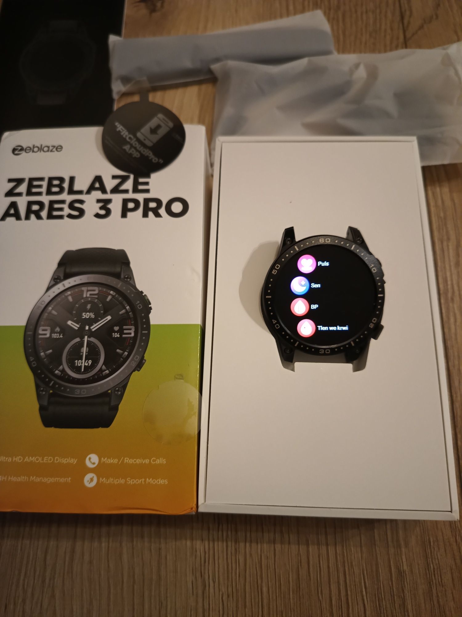 ZEBLAZE Ares 3 PRO smartwatch AMOLED menu PL.