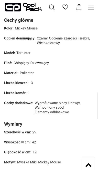 Tornister Coolpack plecak Teneris Disney Core Mickey NOWY
