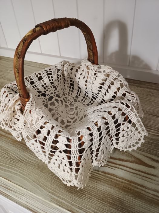 Duża serweta szydełkowa 50cm ecru do koszyka i nie tylko