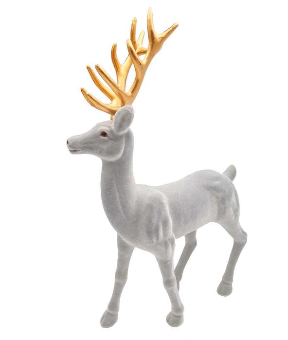 Duży renifer świąteczny ze złotym porożem figurka glamour 45cm KOLORY