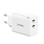 ładowarka sieciowa gan 2x usb-c pd 65w biała