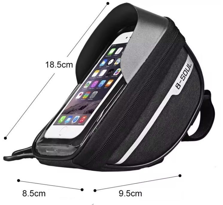 Sakwa Rowerowa B-Soul z Ekranem Dotykowym – Czarna z Białym Paskiem