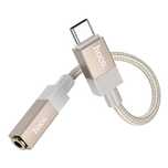 Adapter Przejściówka AUX USB Typ C jack 3,5mm DAC HOCO złoty 15 cm