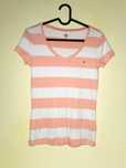 Tommy Hilfiger damska koszulka bluzka t-shirt r. XS biało-łososiowa
