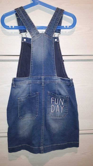 spódnica jeansowa na szelkach / ogrodniczka, Cool Club, r. 134