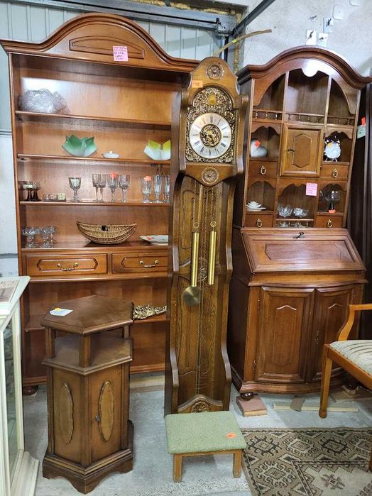 Unikatowy zegar podłogowy stojący skrzynia dębowa