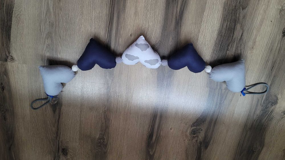 Nowa urocza Girlanda z serduszek szaro granatowa, handmade