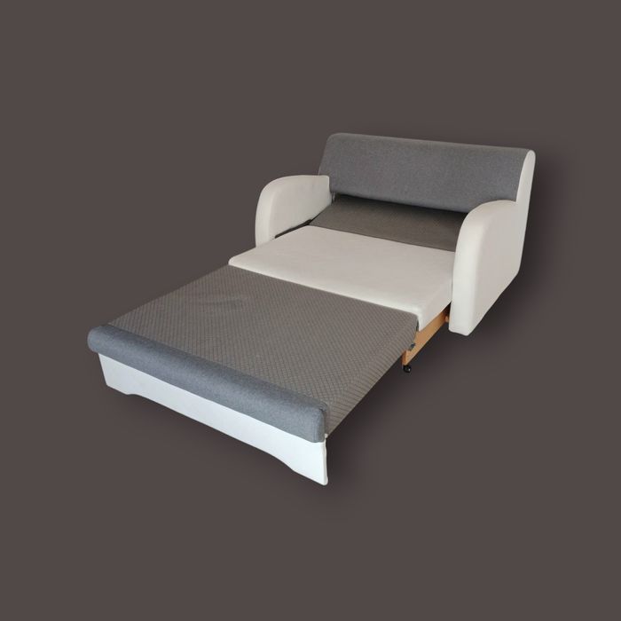 Szaro-biała rozkładana sofa