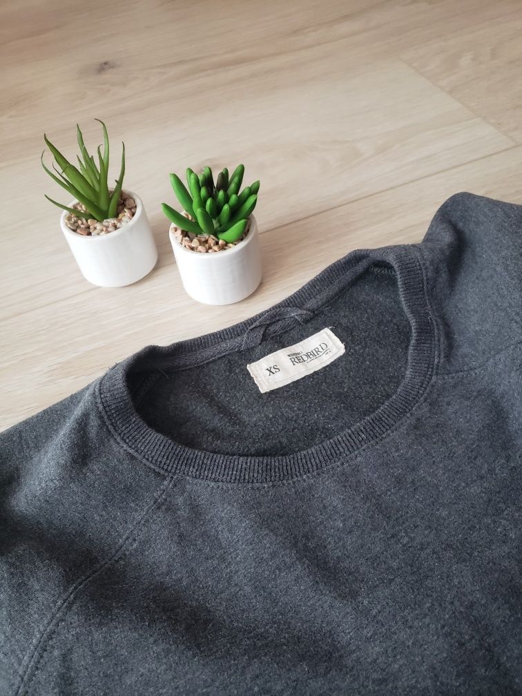 Bluza bez kaptura szary sweter bawełniany