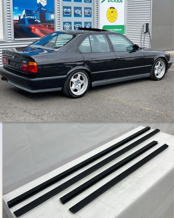 (Комплект!) Молдинги дверей нижние м-тех BMW E34 (резина + пластик)
