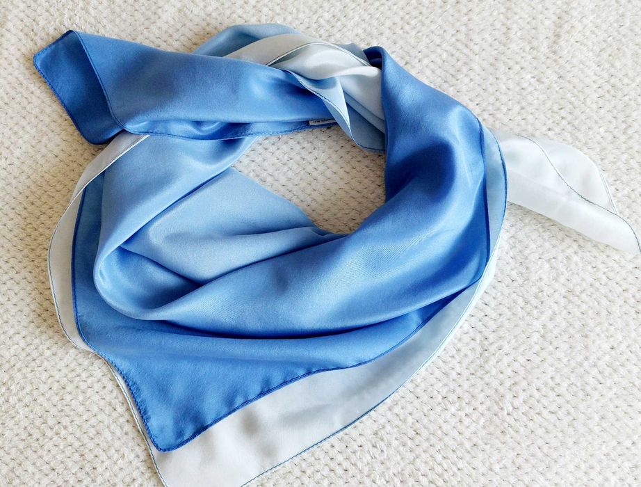 Milanówek? Elegancka Duża Apaszka Naturalny Jedwab100% SILK Lata 90-te