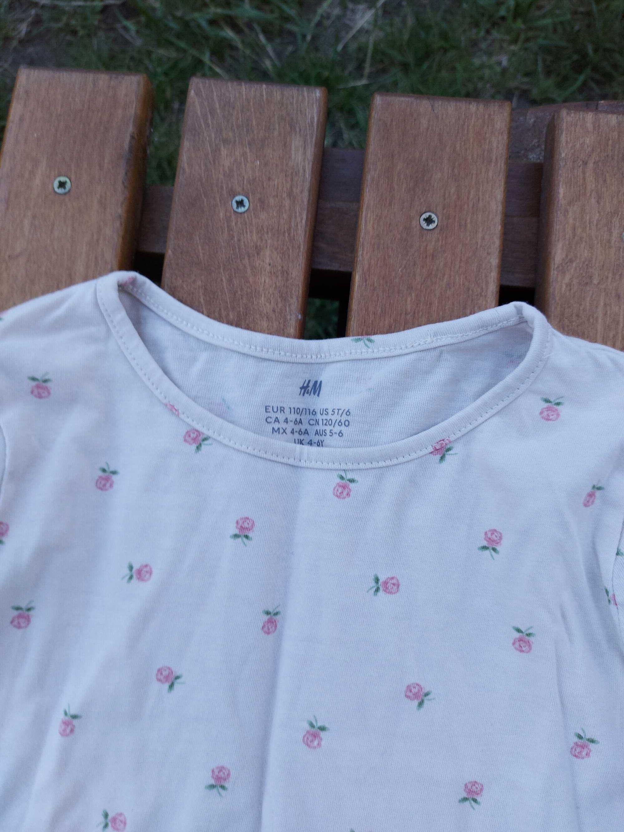 Koszulki (t-shirt) dziewczęce, rozm. 110/116, 5 sztuk H&M