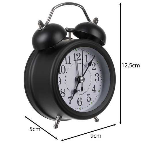 Budzik retro czarny LED – głośny alarm bezgłośny mechanizm loft design