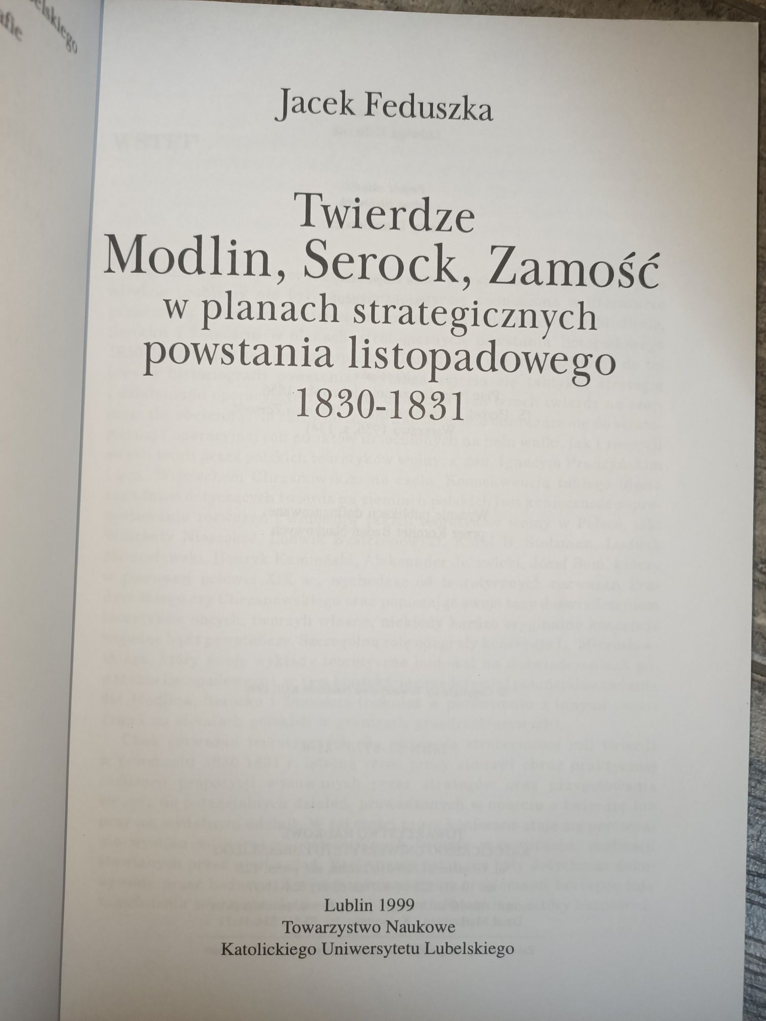 Twierdze Modlin, Serock, Zamość w planach strategicznych Feduszka