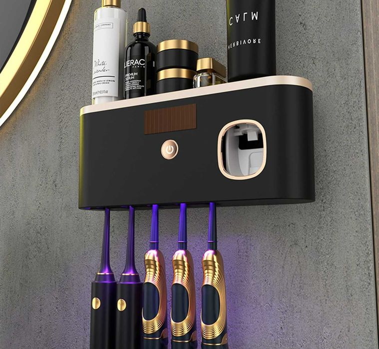 Настінний Диспенсер та УФ-стерилизатор зубних щіток з підставкою.