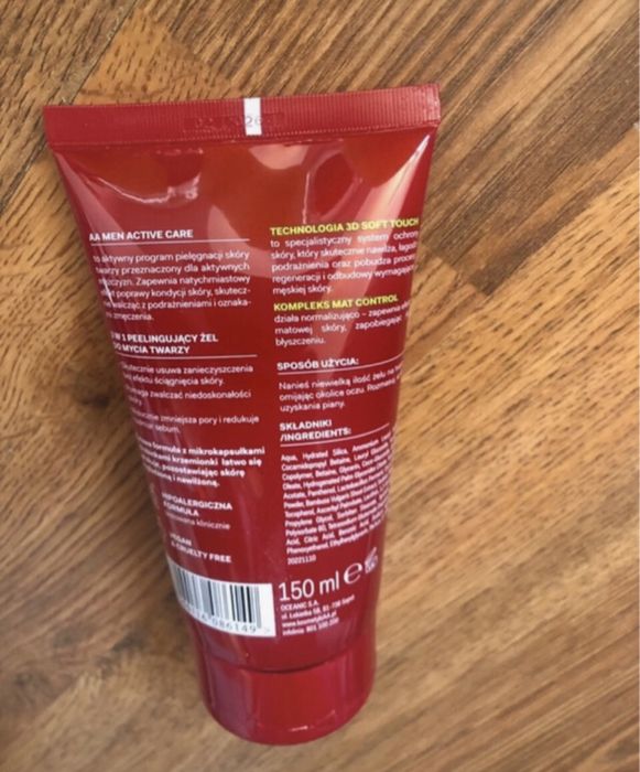 AA Men żel do mycia twarzy Active Care 3w1 Peelingujący 150 ml  męski