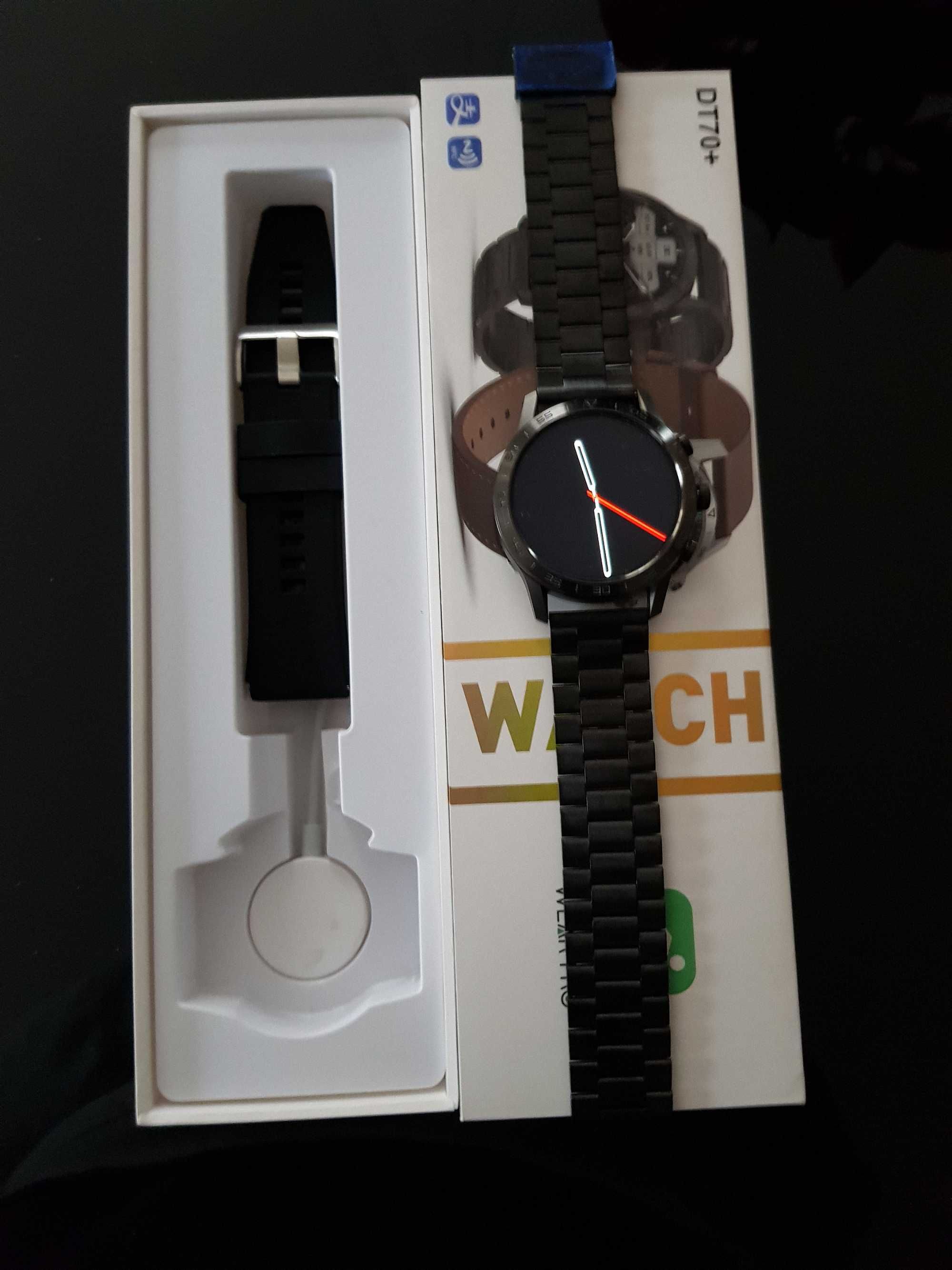Smartwatch Zegarek Męski DT70+ Rozmowy 466x466 Amoled Dwa Paski