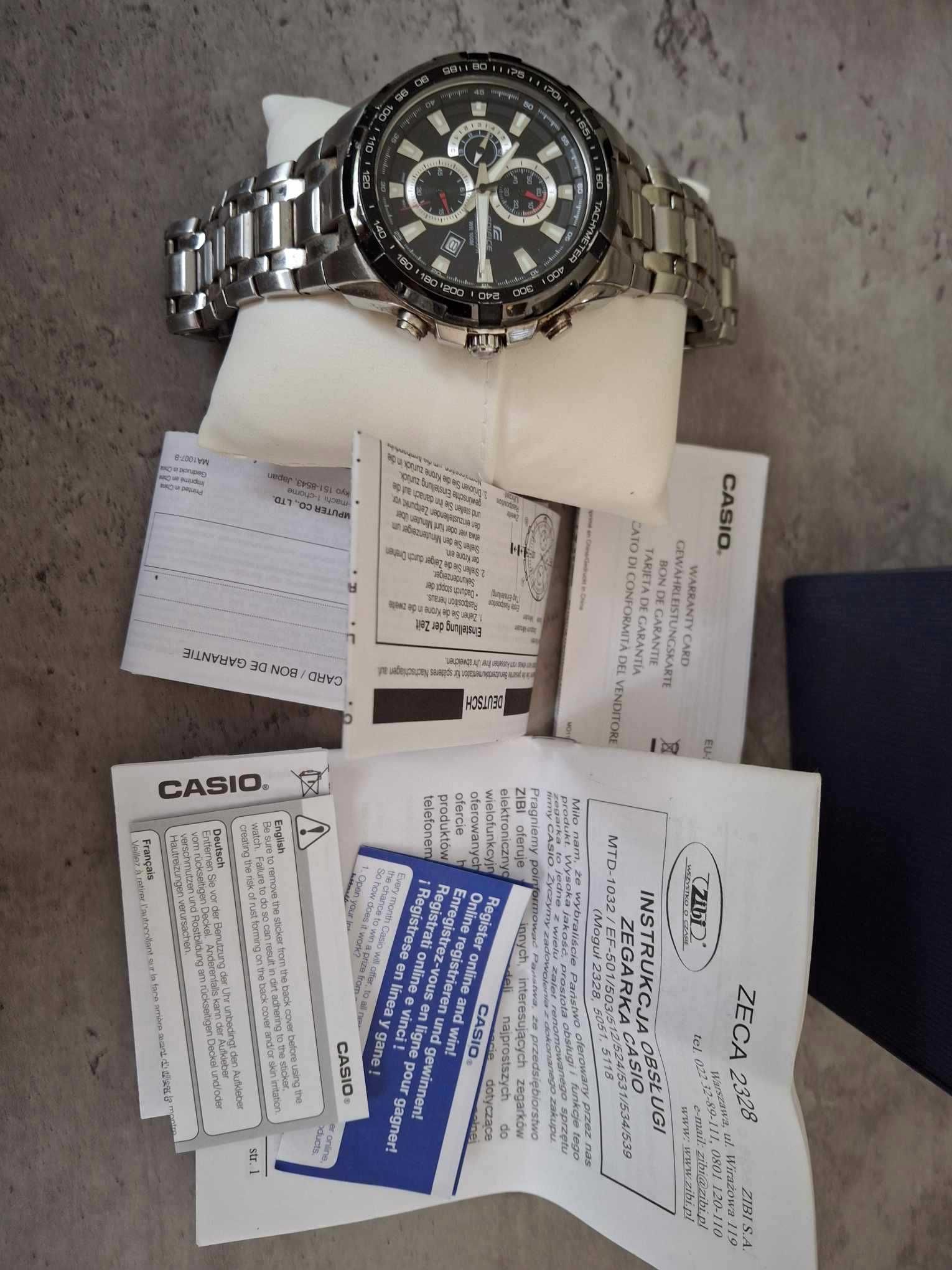 Zegarek Męski CASIO EDIFICE EF-539D-1A Salowy CHRONO z Datą WR100