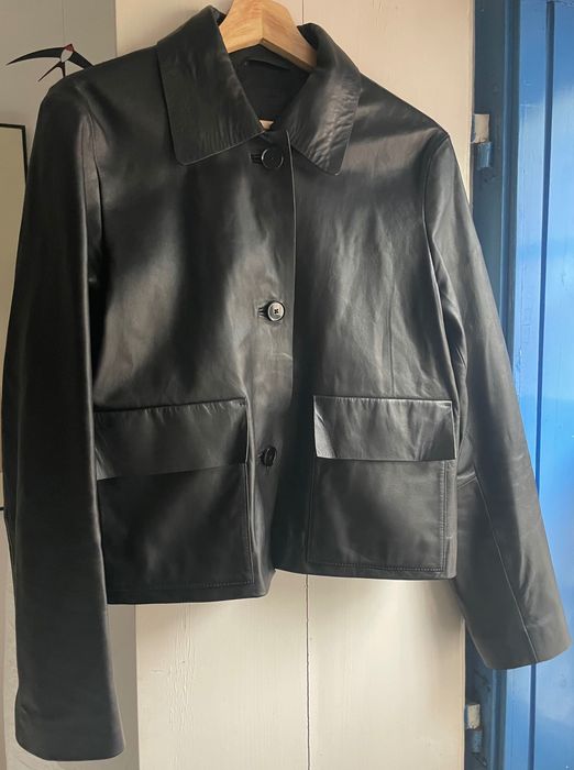 Casaco de pele preto tamanho L Mango Leather Selection como novo