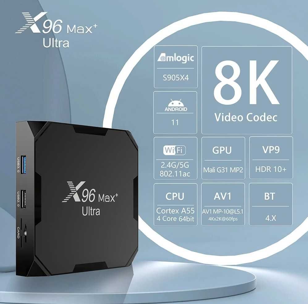 Новая 4K Смарт Андроид ТВ "11" приставка X96Max+Ultra прошита