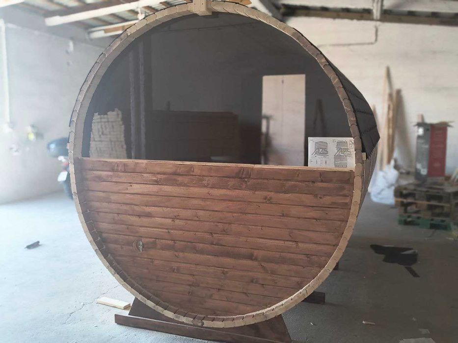 Sauna beczka 1,8m do samodzielnego montażu. Kompletacja FULL