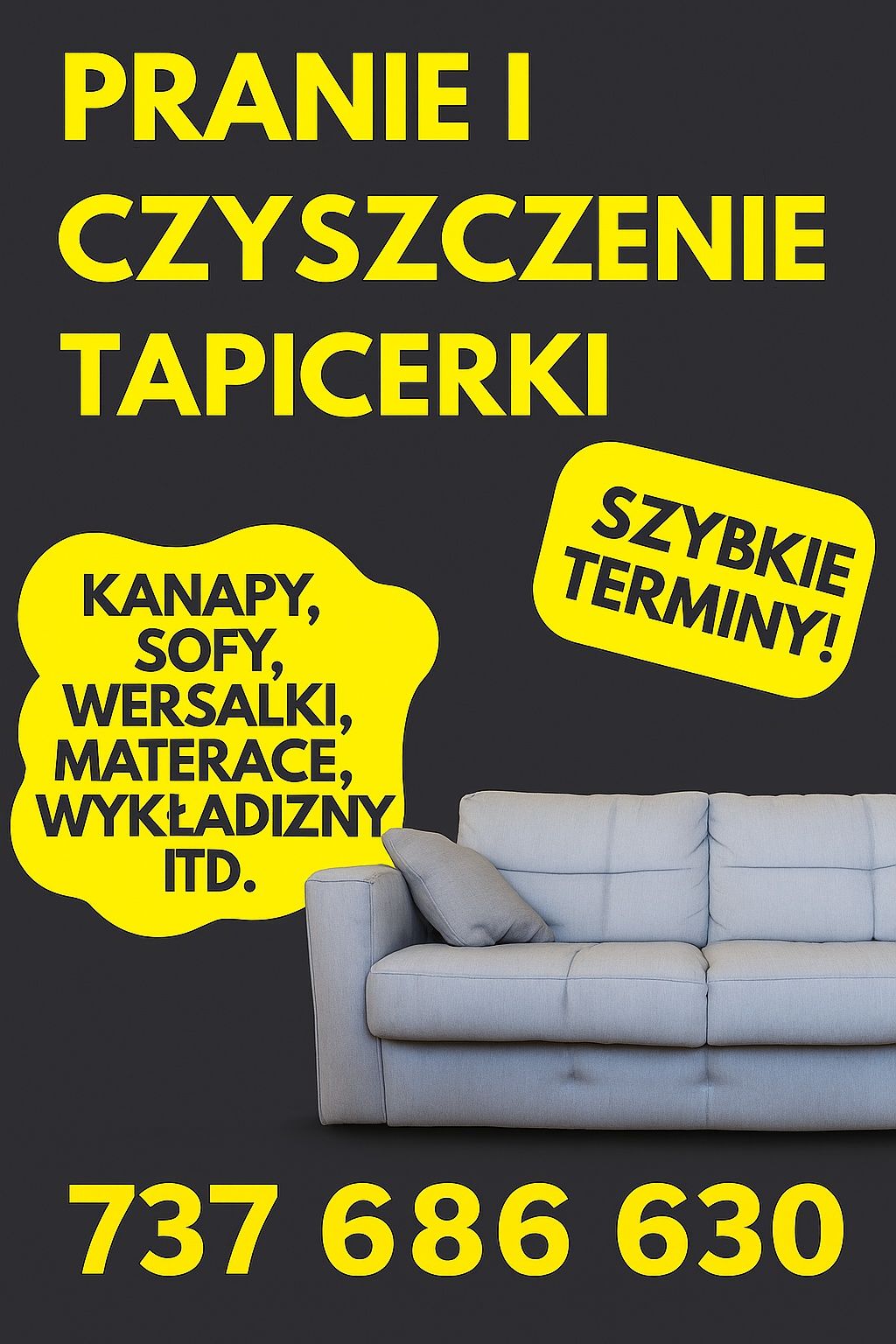 Pranie czyszczenie tapicerki meblowej samochodowej  kanap narożników
