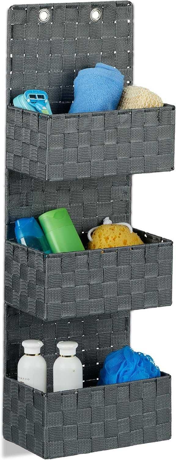 Relaxdays Organizer Wiszący z Materiału, 75 x 25 x 15 cm, Szary