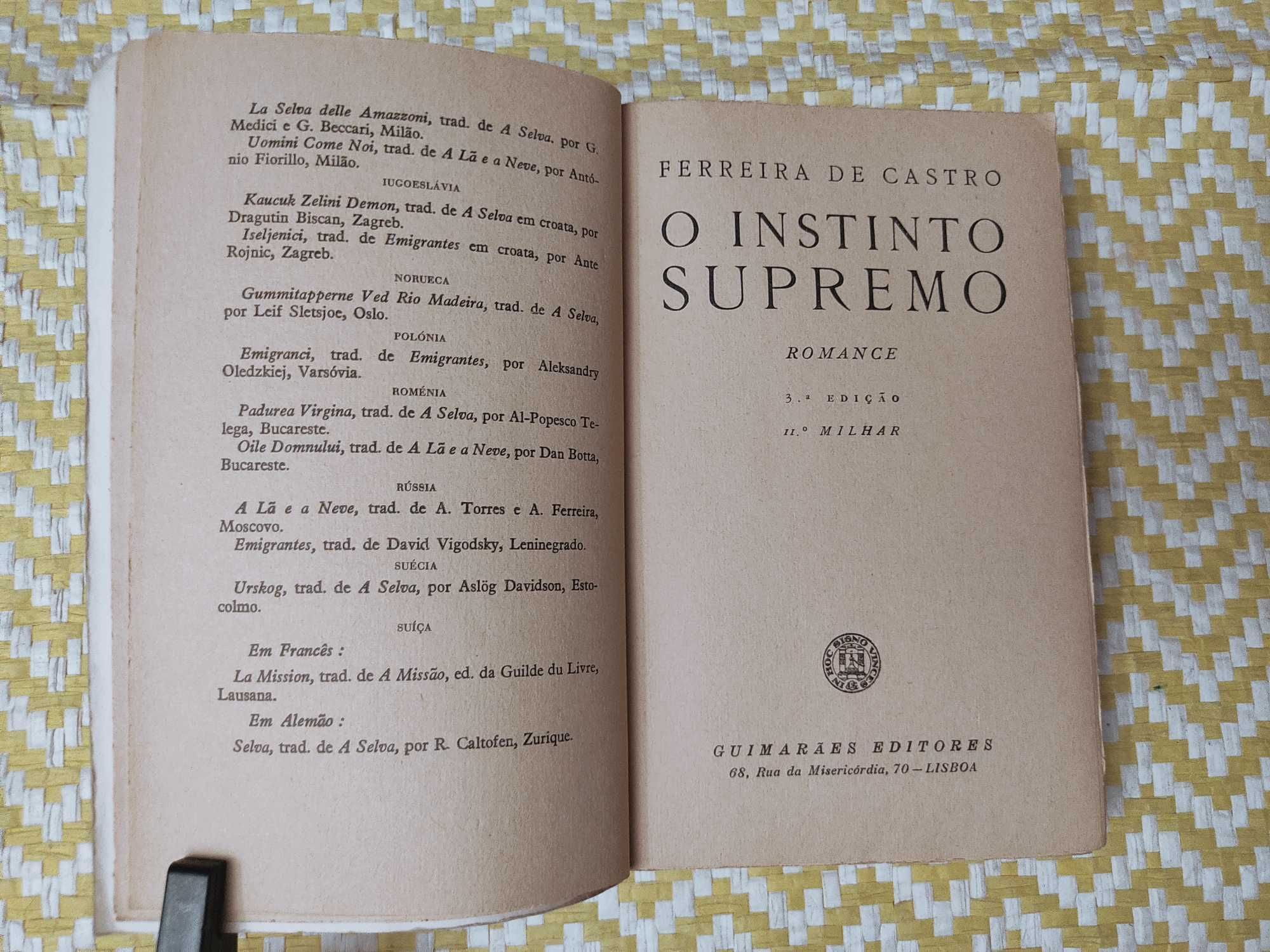 O INSTINTO SUPREMO– 
Ferreira de Castro
