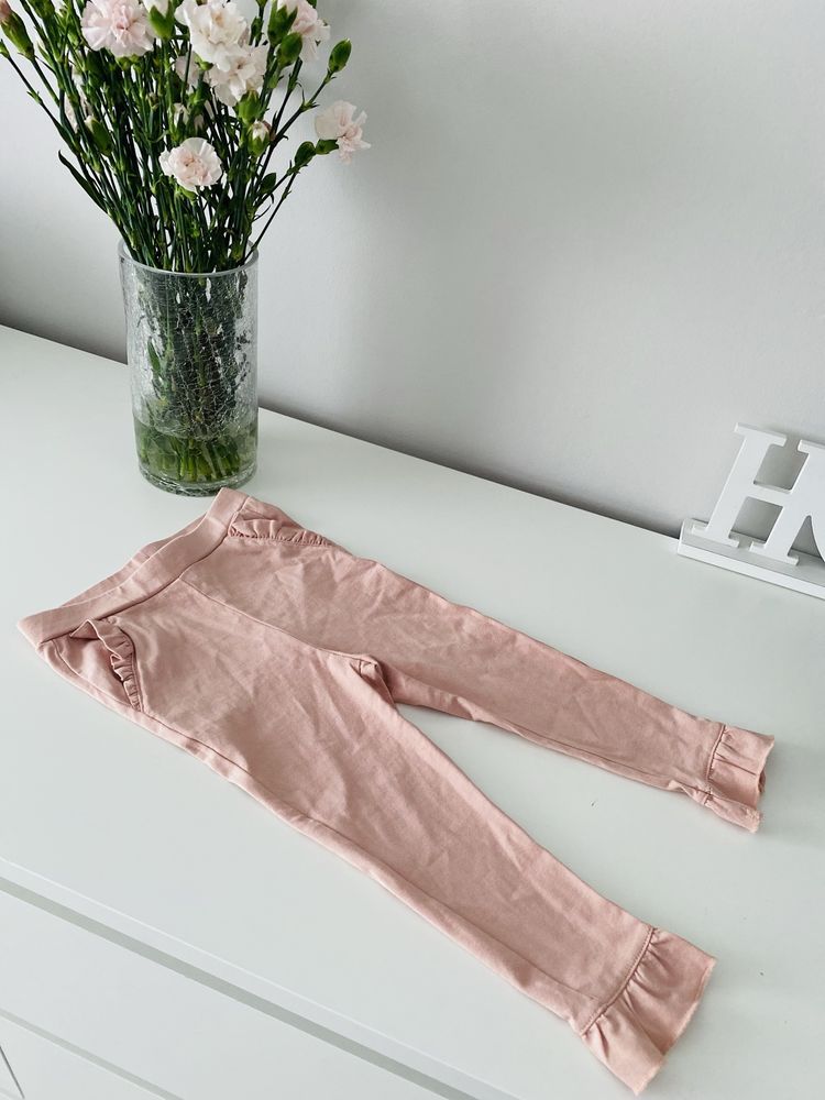 Nowe legginsy z falbankami h&m antyczny róż