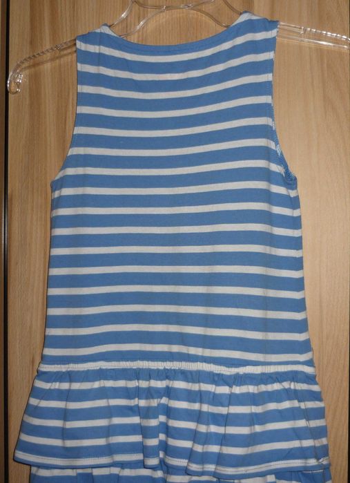 Sukienka na lato 7-8 lat marynarska paski Falbanki + GRATISY