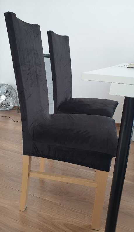 Pokrowce na krzesła czarne elastyczne welur 6 szt komplet