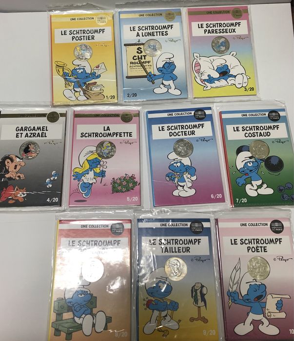 Colecção 20 moedas 10€ Estrunfes, Smurfs