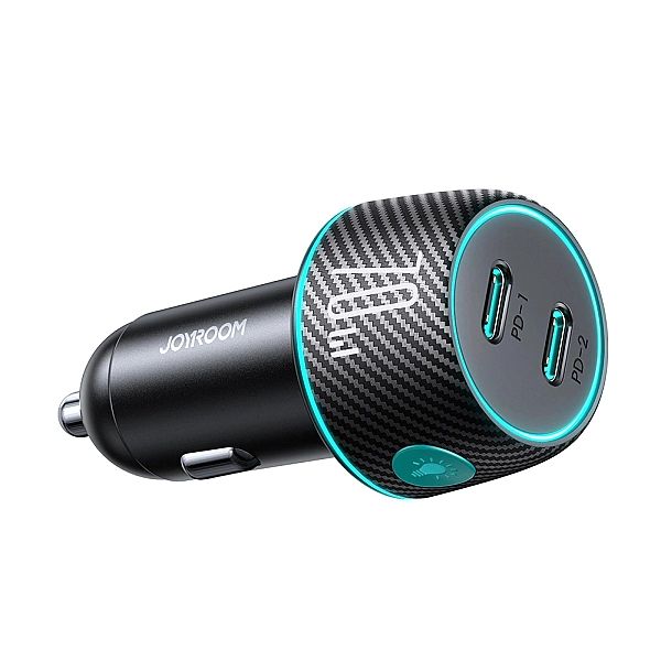 Ładowarka samochodowa 2x USB C 70W z podświetleniem LED Joyroom JR-CCN