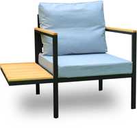 Krzesło fotel ogrodowy ze stolikiem, tarasowy, aluminiowy do 150 KG