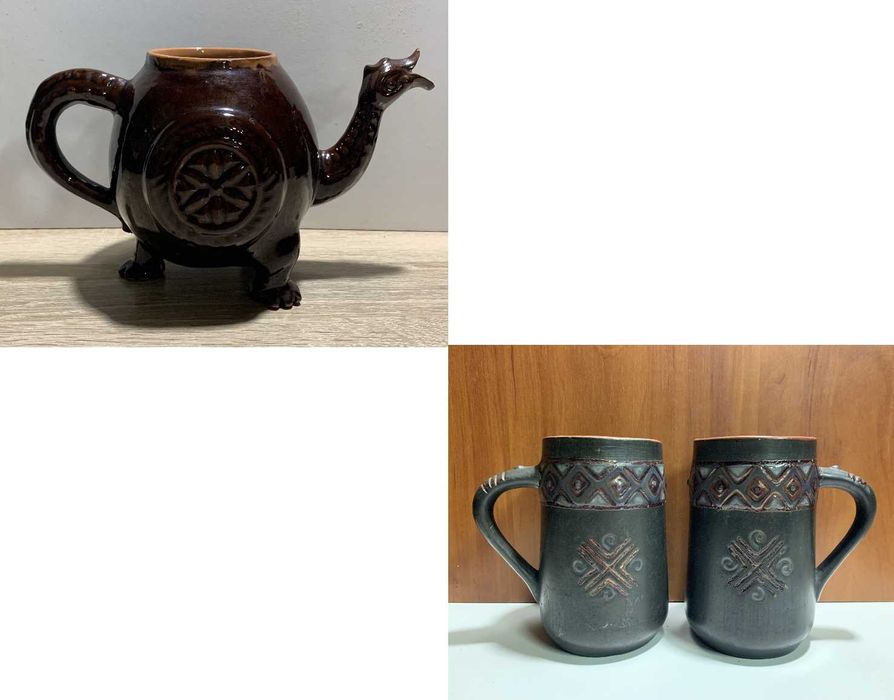 Грузинская керамика кружка чашка бокал Чайник дракон