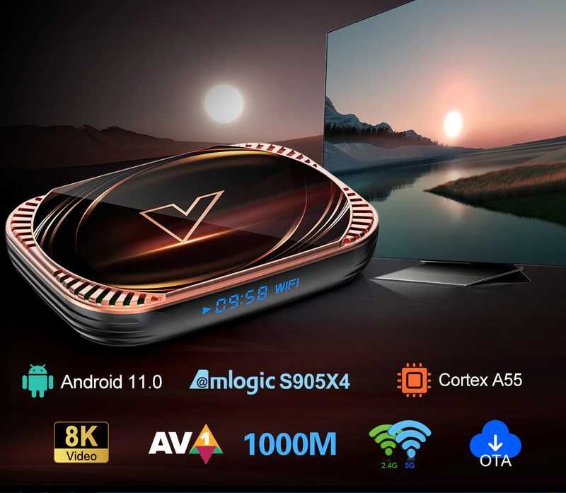 Смарт ТВ медиа плеер Vontar X4 (4/32 GB) Amlogic S905X4 Smart TV