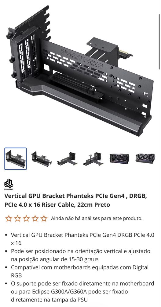 Caixa panteks NV7 com ventoinhas, suporte GPU, barra drgb