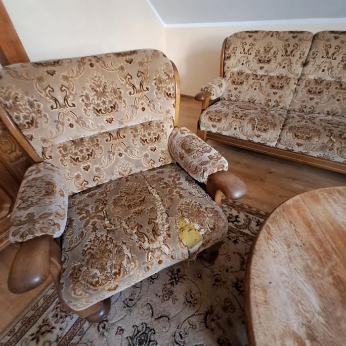 Dębowy Zestaw wypoczynkowy z ławą