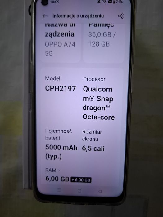 Oppo A74 5G stan BDB!  128GB 6+6 RAM