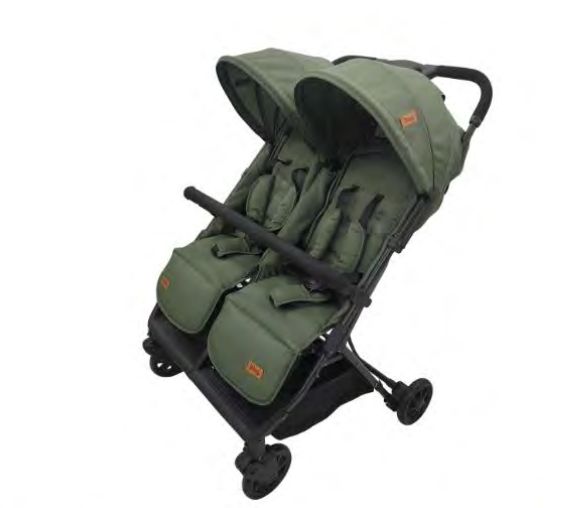 Carrinho Duplo Mellizo 0-3 Anos – Preto / Verde / Camel
